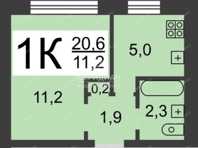 однокомнатная квартира на улице Героев Космоса дом 32
