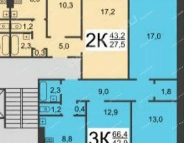 трёхкомнатная квартира на улице Политбойцов дом 8
