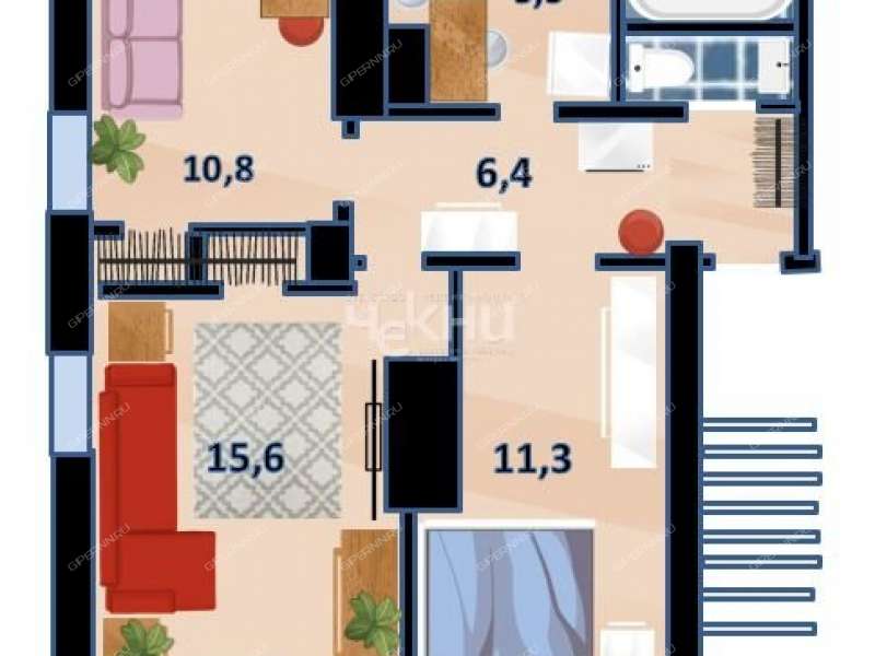 трёхкомнатная квартира на улице Искры дом 3