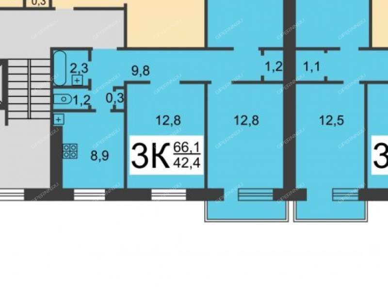 трёхкомнатная квартира на улице Краснодонцев дом 21 к1