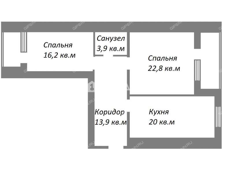 двухкомнатная квартира на улице Аркадия Гайдара дом 26