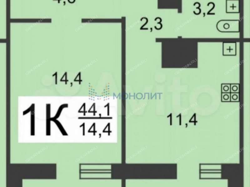 однокомнатная квартира на улице Богдановича дом 4 к1