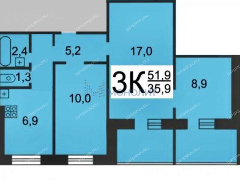 трёхкомнатная квартира на Ковалихинской улице дом 72
