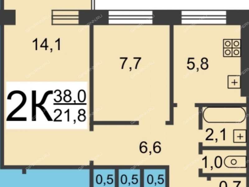 двухкомнатная квартира на улице Адмирала Макарова дом 6/2