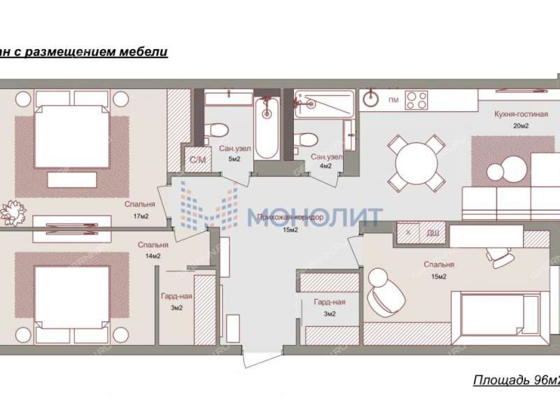 трёхкомнатная квартира на Большей Печёрской улице дом 89