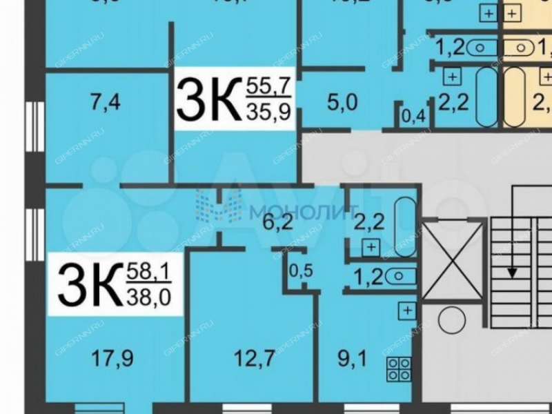 трёхкомнатная квартира на улице Бонч-Бруевича дом 3