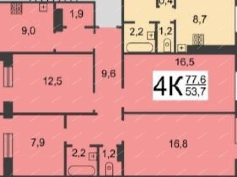 четырёхкомнатная квартира на улице Васильева дом 1