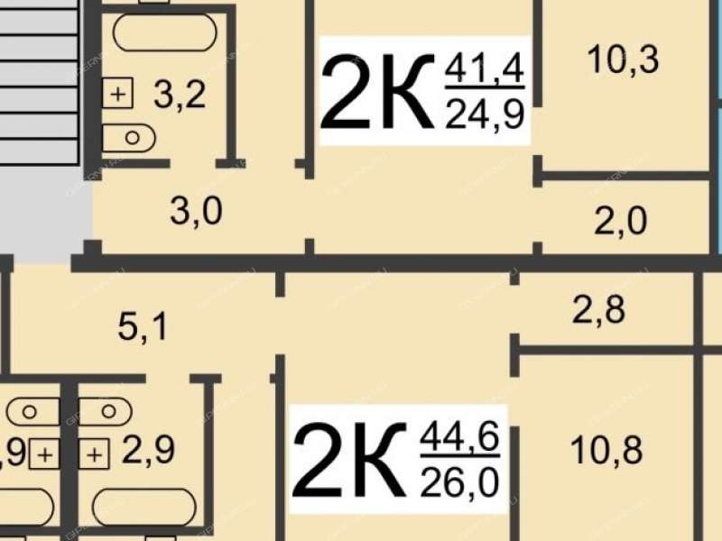 двухкомнатная квартира на улице Сестёр Рукавишниковых дом 26